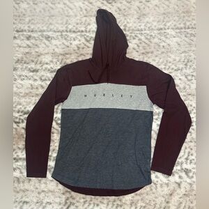 Hurley Hoodie M Men’s Lightweight Pullover Logo Gray/Plum color